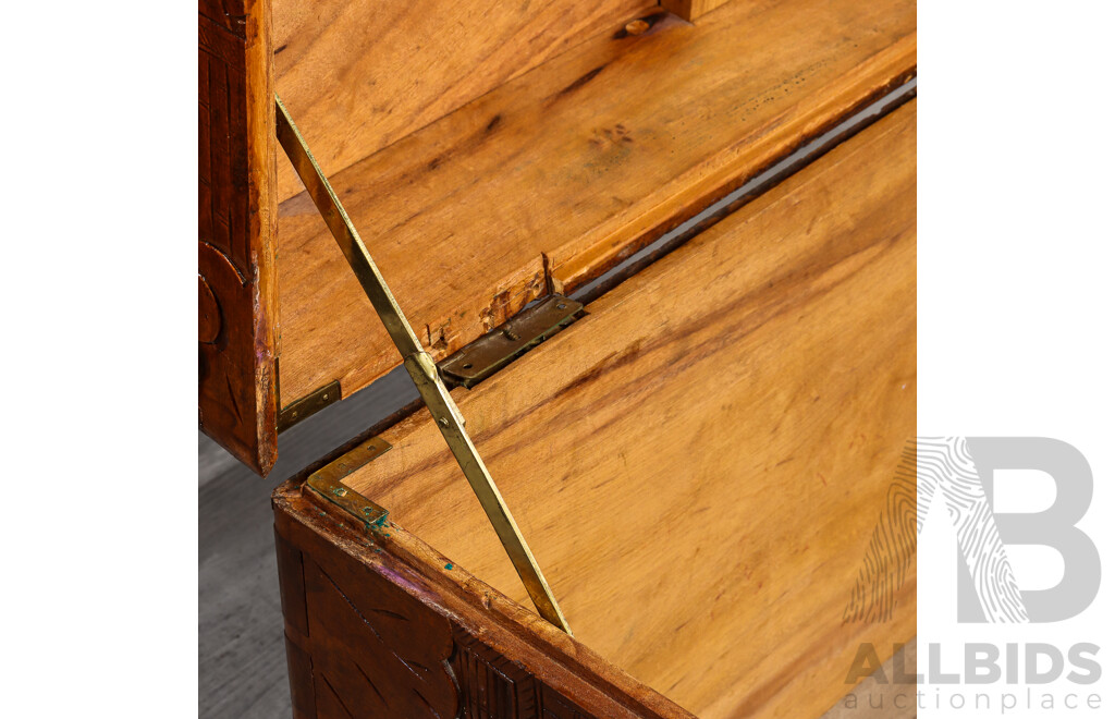 Heavily Carved Chinese Camphor Wood Trunk