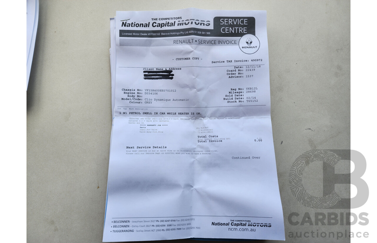 7/2014 Renault Clio Dynamique X98 5d Hatchback Grey 1.2L