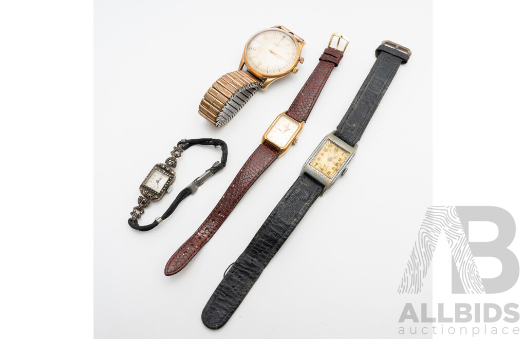 Vintage (4) Watches - Vulcain Cricker Mens, Cyma, Datex Sterling & Octo Ladies Watches