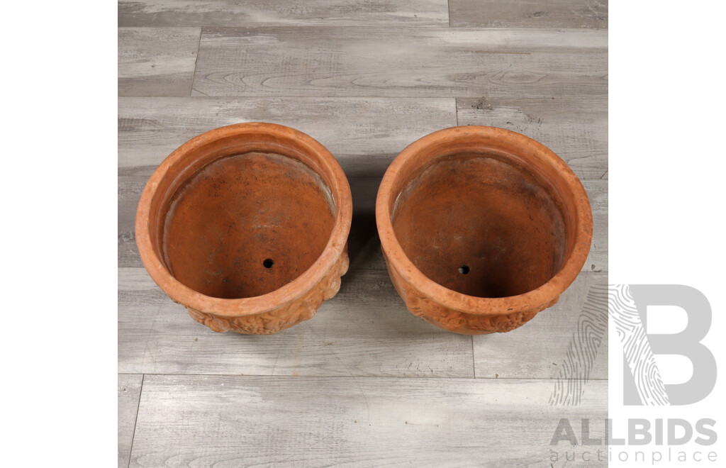 Pair of Vintage Terracotta Planters with Fruit Motif