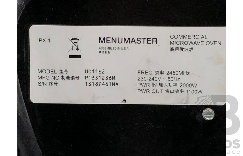 Menumaster 1100Watt Commercial Microwave Oven