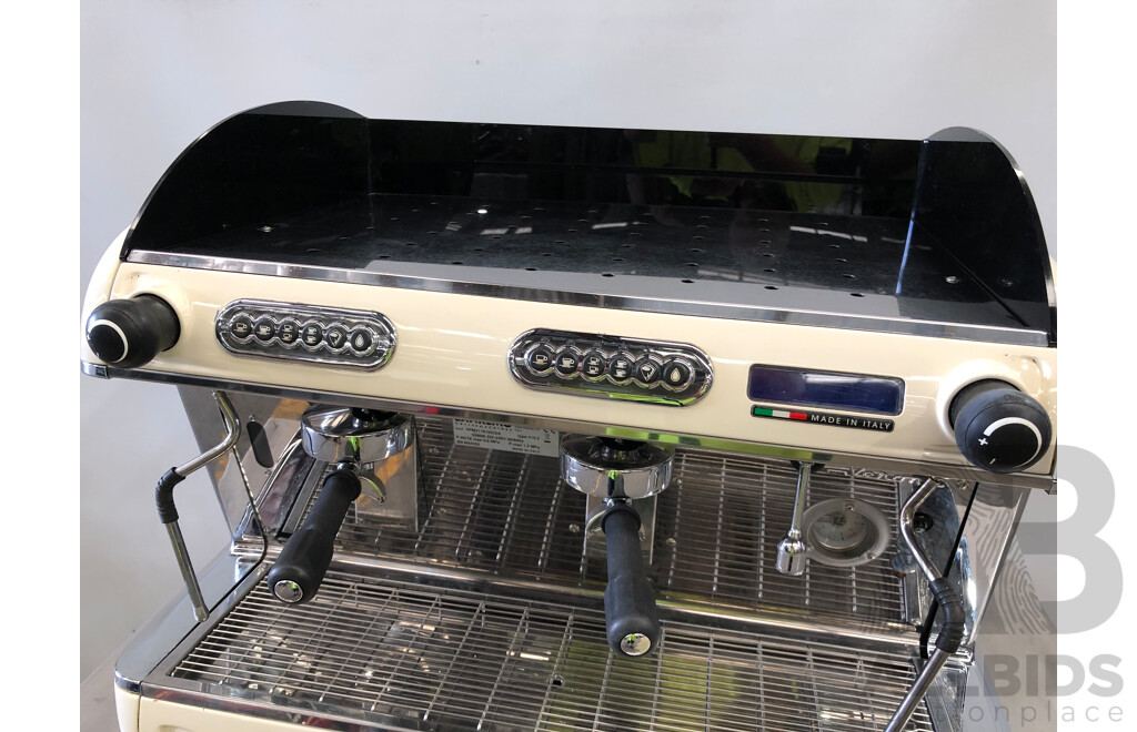 San Remo Two Group Head Coffee Machine and Stainless Steel Trolley