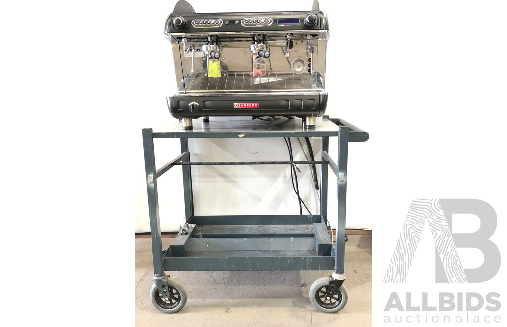 San Remo Two Group Head Coffee Machine and Metal Trolley