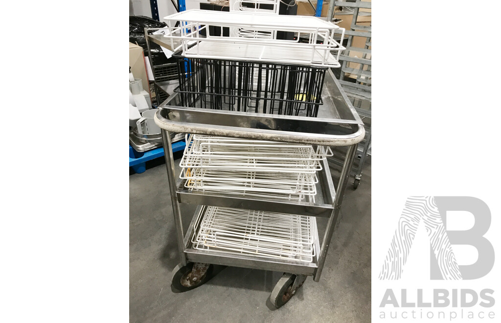 Stainless Steel 3 Tier Kitchen Trolley with Storage Baskets & Racks