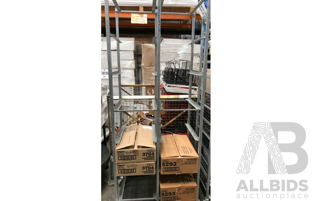 Stainless Steel Catering Trolleys/Racks and 2 Tier Trolley with Assorted Food Service Ware and Equipment