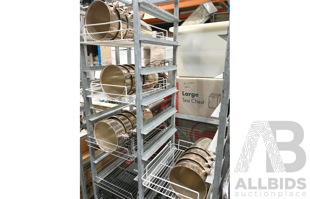 Stainless Steel Catering Trolleys/Racks and 2 Tier Trolley with Assorted Food Service Ware and Equipment