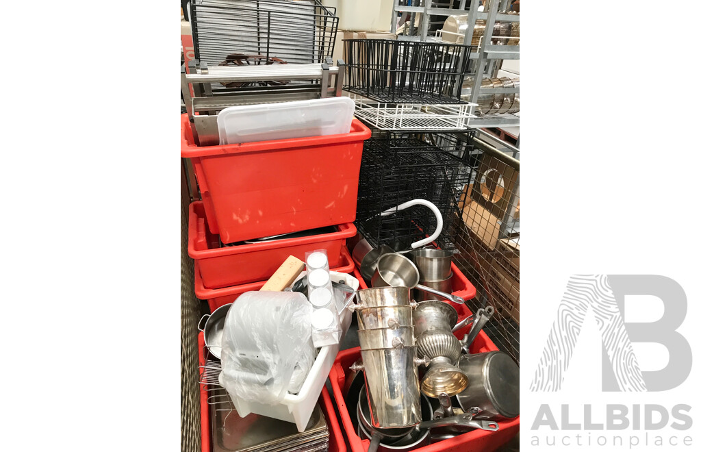 Bulk Lot of Assorted Food Service Ware, Equipment, and Furniture