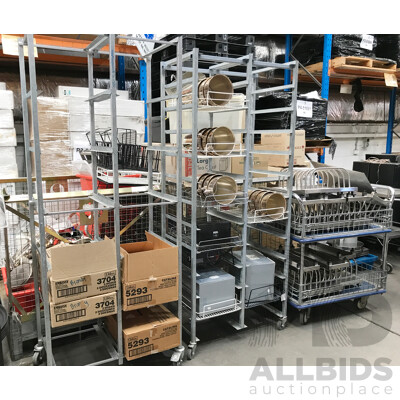 Stainless Steel Catering Trolleys/Racks and 2 Tier Trolley with Assorted Food Service Ware and Equipment
