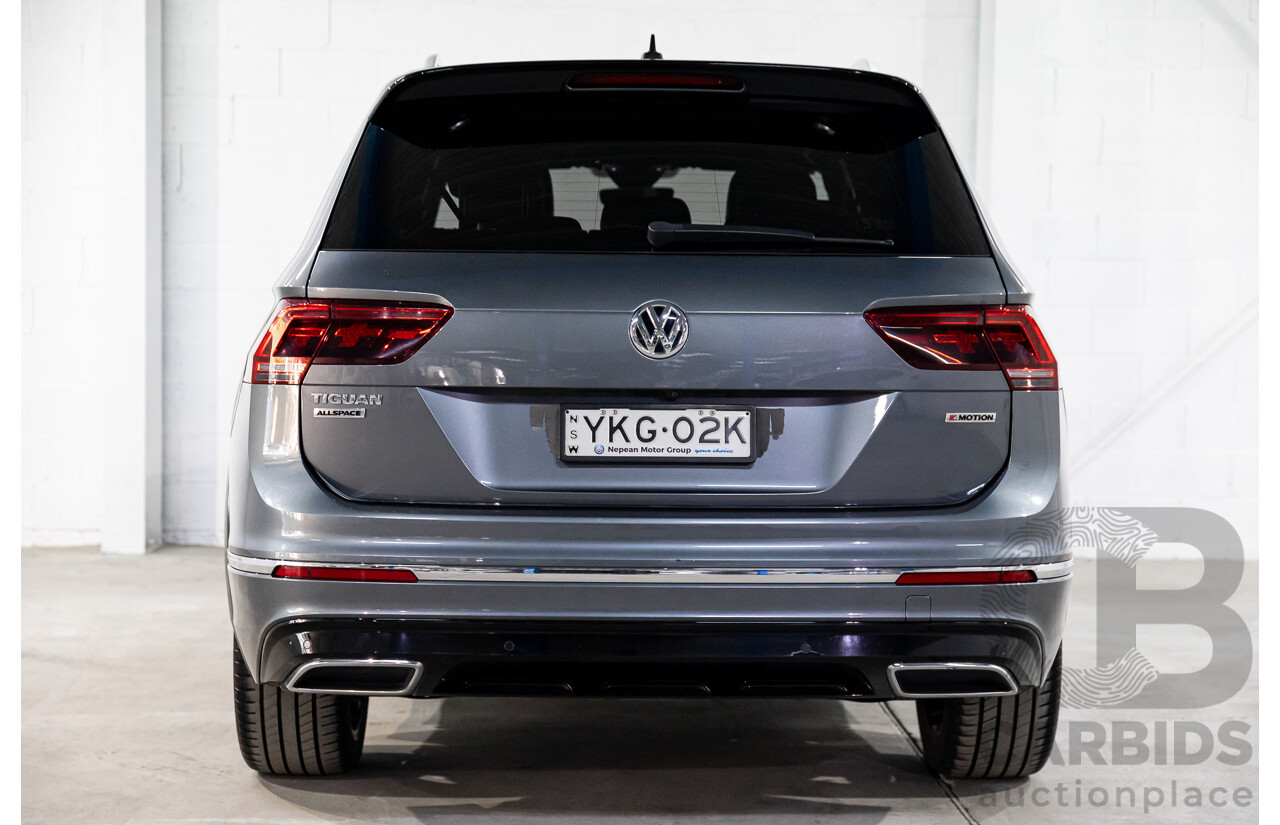 02/2020 Volkswagen Tiguan Highline Allspace R-Line Package 162 TSI (AWD) 5NA MY20 4d Wagon Platinum Grey Metallic Turbo 2.0L - 7 Seater