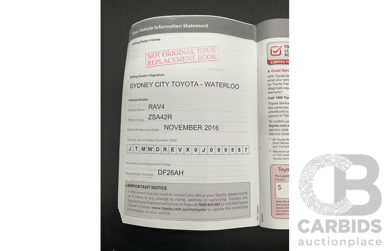 12/2016 Toyota RAV4 GXL (FWD) ZSA42R MY17 4d Wagon Glacier White 2.0L