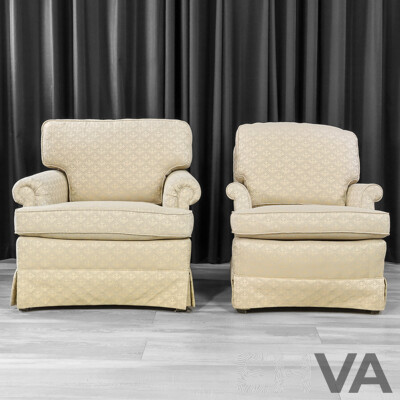 Drexel Heritage Fabric Armchair and Smaller Example