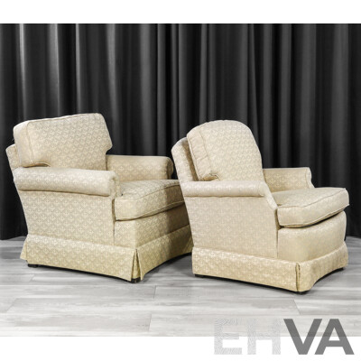 Drexel Heritage Fabric Armchair and Smaller Example
