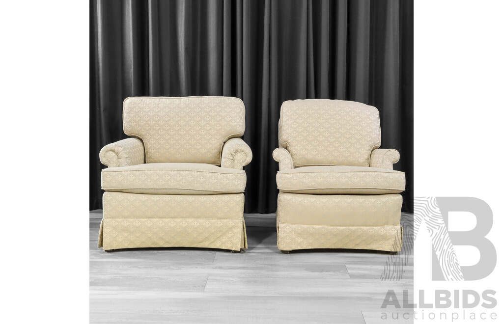 Drexel Heritage Fabric Armchair and Smaller Example