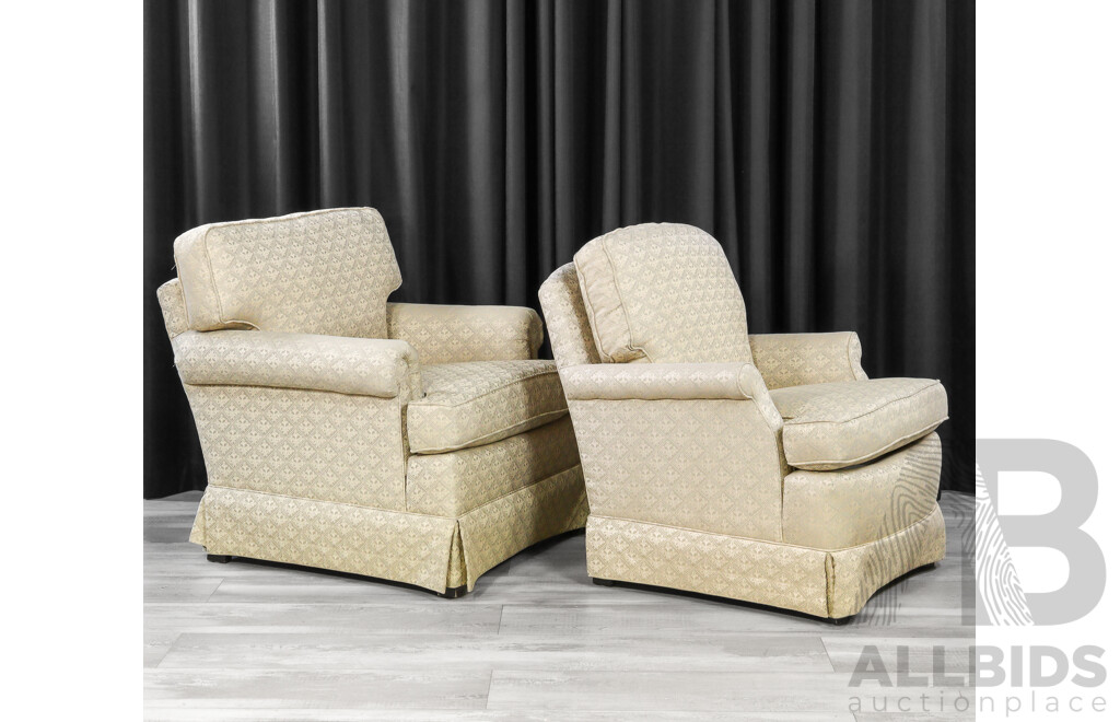 Drexel Heritage Fabric Armchair and Smaller Example