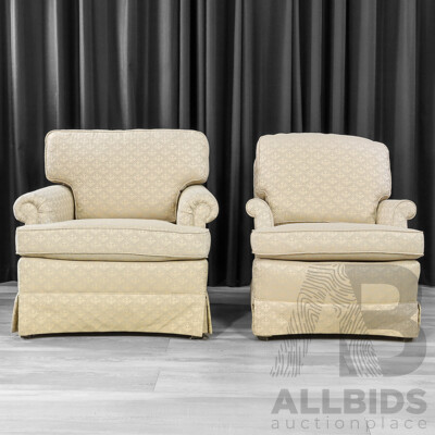 Drexel Heritage Fabric Armchair and Smaller Example