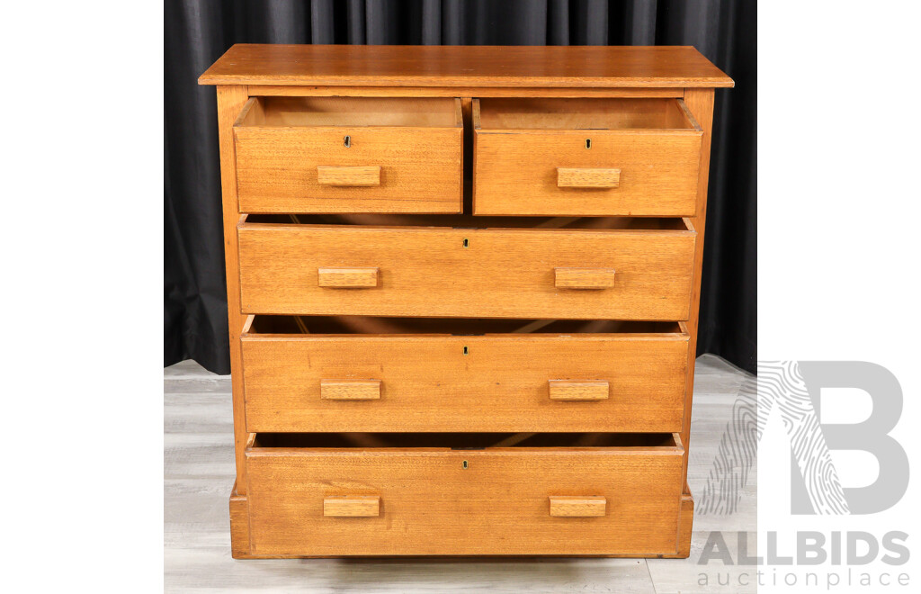 Vintage Teak Chest of Five Drawers