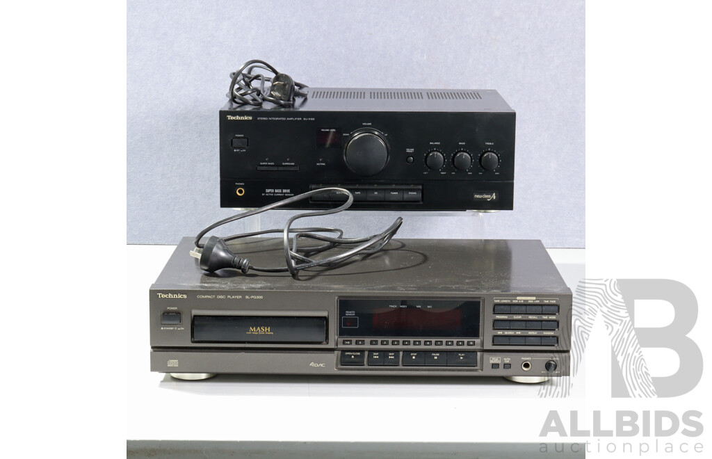 Technics Stereo Intergrated Amplifier SU X102 Along with Technics Compact Disc Player SL PG300