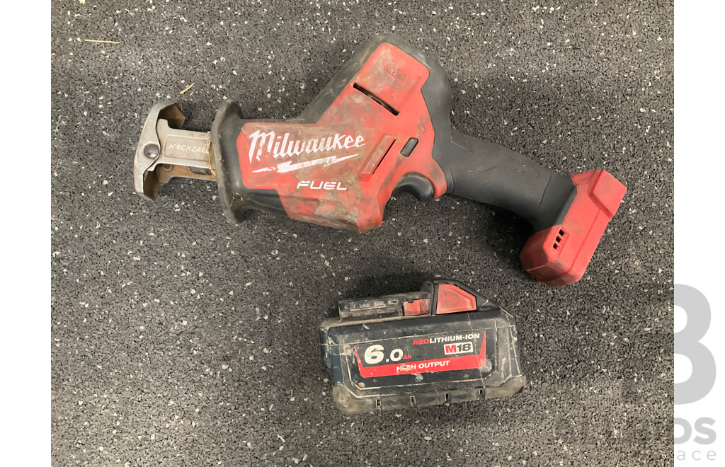 MILWAUKEE 18V Fuel Reciprocating Saw (M18FHZ) Skinn Only and 18V 6.0Ah Battery - ORP $569