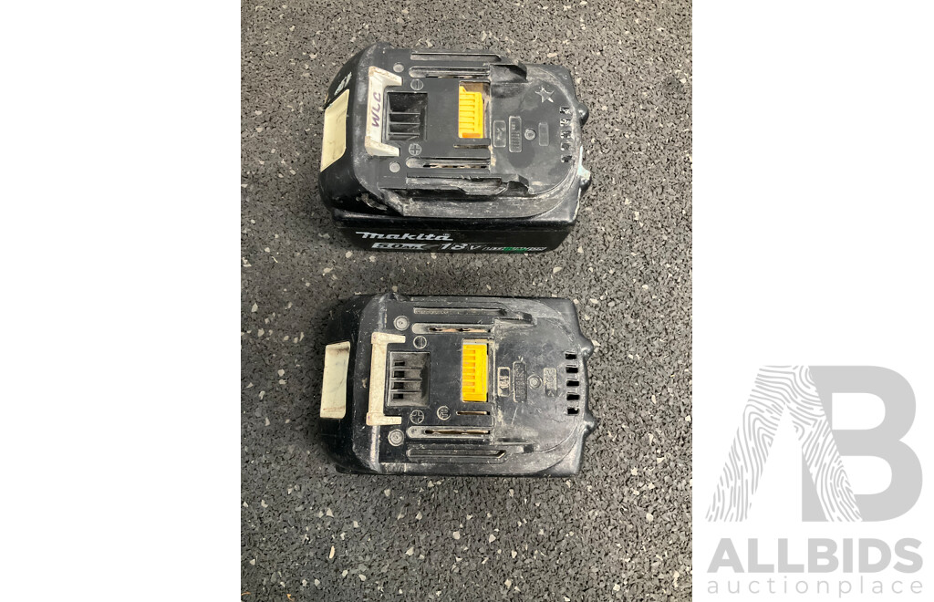 MAKITA 18V Brushless Impact Wrench (DTW300), 18V 5.0AH Battery and 18V 1.3Ah Battery - Lot of 3 - ORP $489
