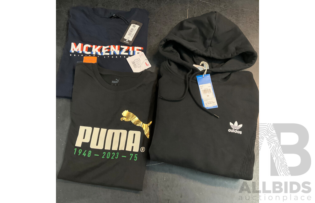 Adidas Black Hoodie & Puma, Mckenzie T-shirt - Size S/M - Lot of 3
