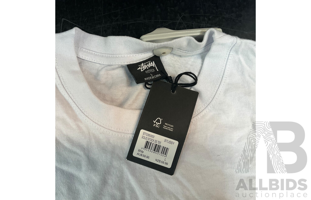 STUSSY, Calvin Klein Jeans T-shirt Sizes S, L & Tommy Jeans Shorts Size 28 - Lot of 4