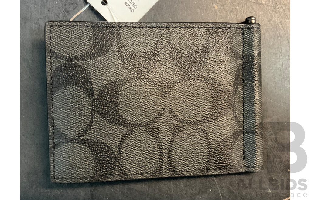 COACH Charcoal Slim Money Clip Billfold Wallet & R.M. Williams Belt
