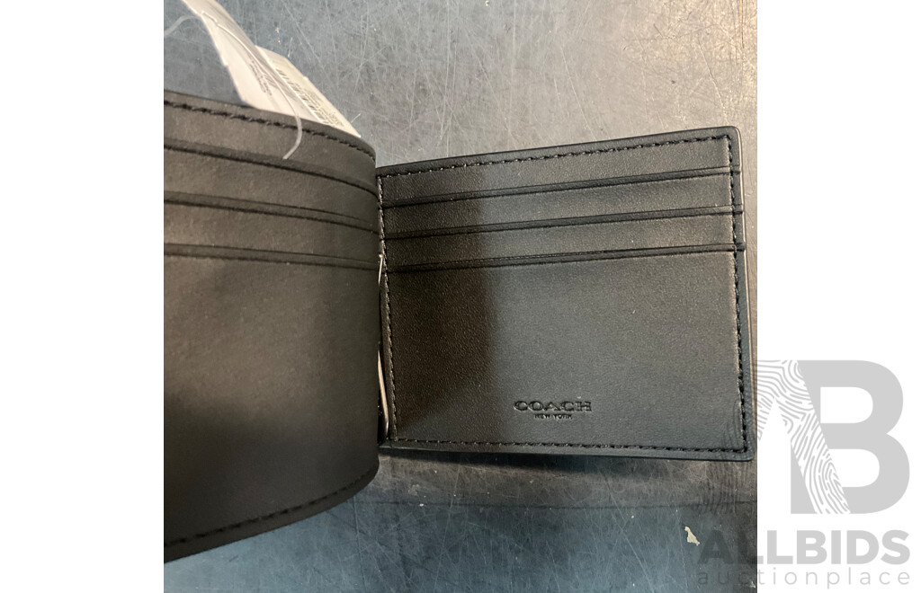 COACH Charcoal Slim Money Clip Billfold Wallet & R.M. Williams Belt