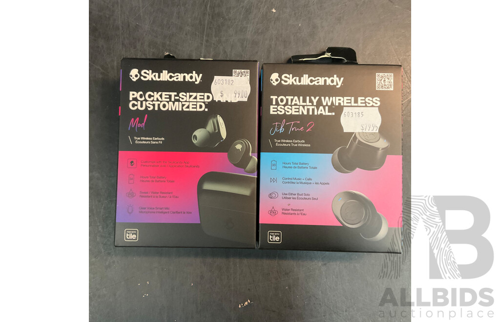 SKULLCANDY Mod & Jib True 2 Wireless Earbuds - Lot of 2