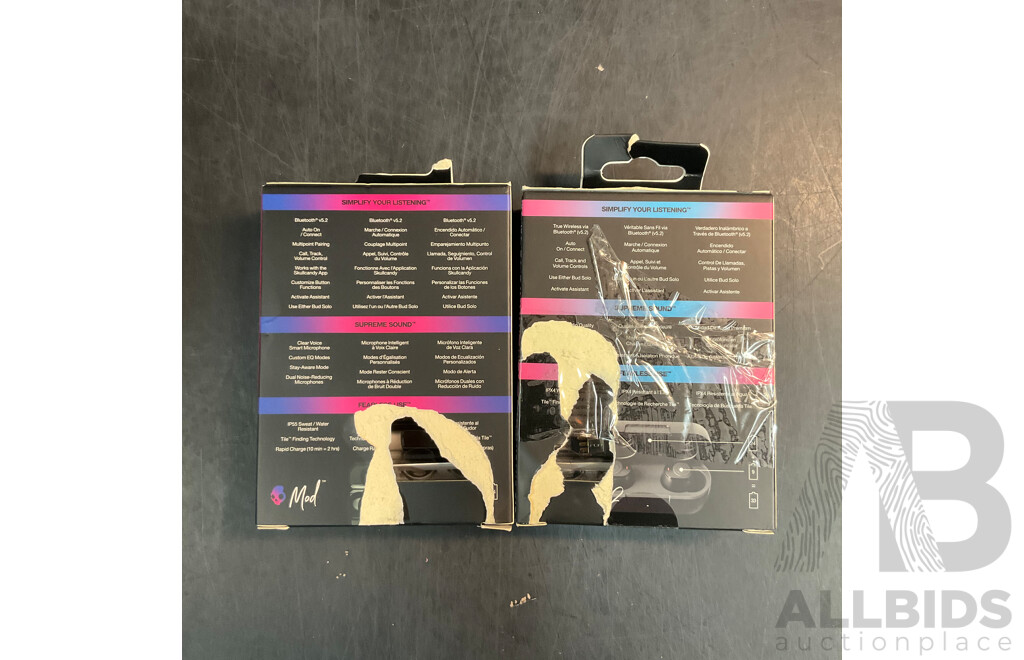 SKULLCANDY Mod & Jib True 2 Wireless Earbuds - Lot of 2