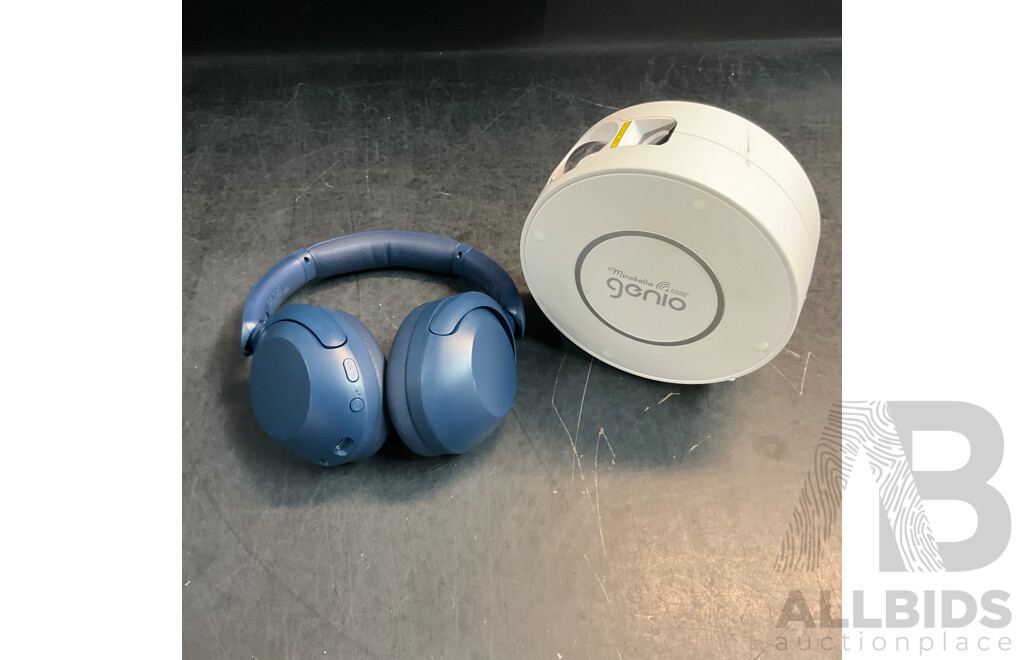 SONY WH-XB910N Noise Cancelling Wireless Headphones & Mirabella Genio Projector