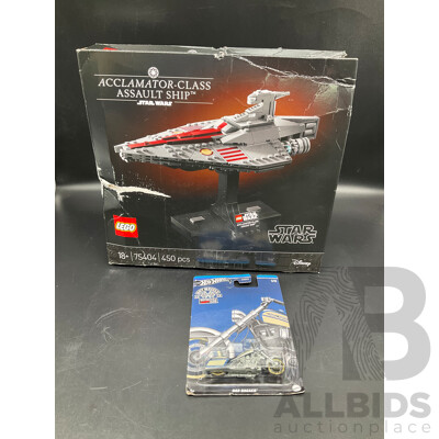 LEGO Star Wars (75404) and HOTWHEELS Bad Bagger Motorbike - ORP $119.99