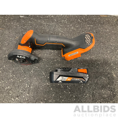 AEG 18V XR Brushless Angle Grinder (MMS18SBL) Skinn Only and 18V 2Ah Battery - ORP $329