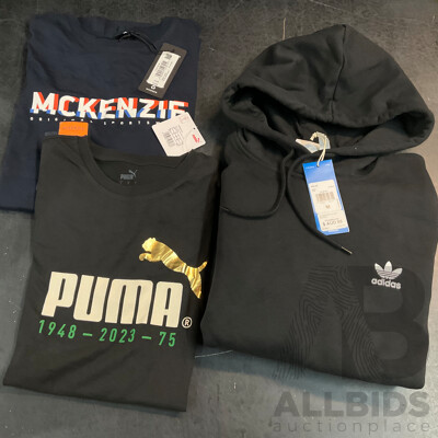 Adidas Black Hoodie & Puma, Mckenzie T-shirt - Size S/M - Lot of 3