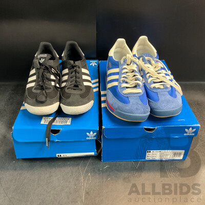 ADIDAS Black R71 Shoes  & Blue SL 72 Shoes - Size US12 - Lot of 2