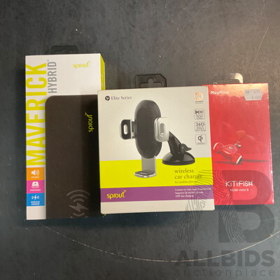 SPROUT Wireless Car Charger & Hybird Speaker & MAY MAW KitiFish - Lot of 3