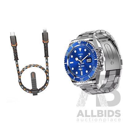 Men's Business Smart Watch and WALKnTALK Rugged USB-C Cable - Lot of 2