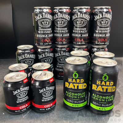 Jack Daniel's Tennessee Whiskey with Cola 375ml/250ml & Hard Rated Alcoholic Beverages - Lot of 19
