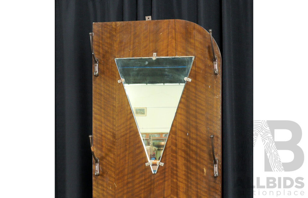 Art Deco Style Hall Stand with Mirror and Coat Hooks