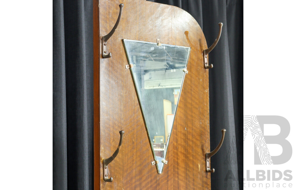 Art Deco Style Hall Stand with Mirror and Coat Hooks