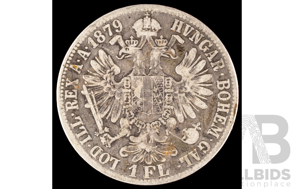 Austrian 1879 Silver Florin, Francis Joseph I .900