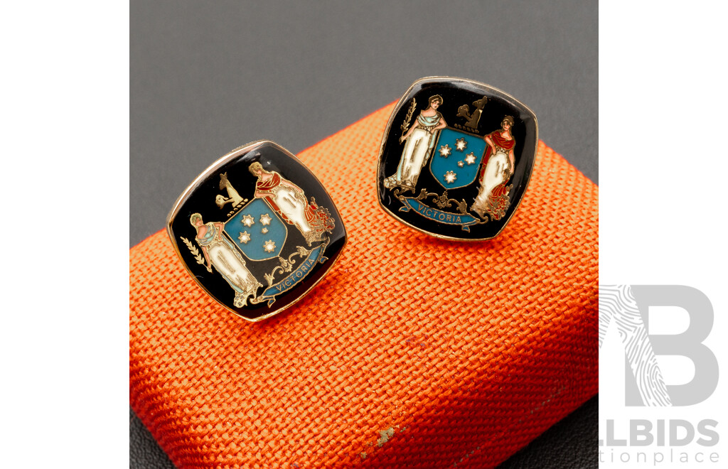 Collection of (3) Vintage Sterling Silver Brooches and Victoria Cufflinks