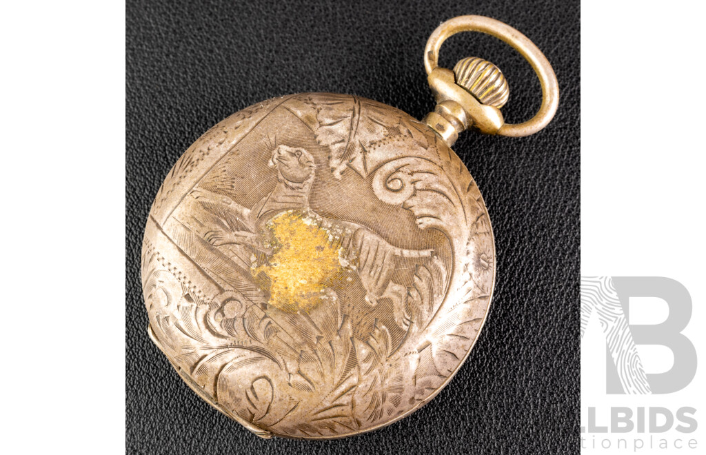 Vintage Perfection Marque Deposseé W&D 52mm Pocket Watch, with Tiger Motif, 82592