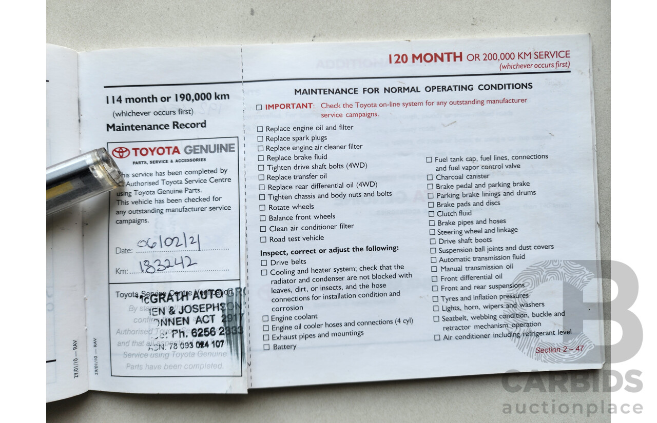 6/2010 Toyota Rav4 CV (4x4) ACA33R 08 UPGRADE 4d Wagon Silver 2.4L