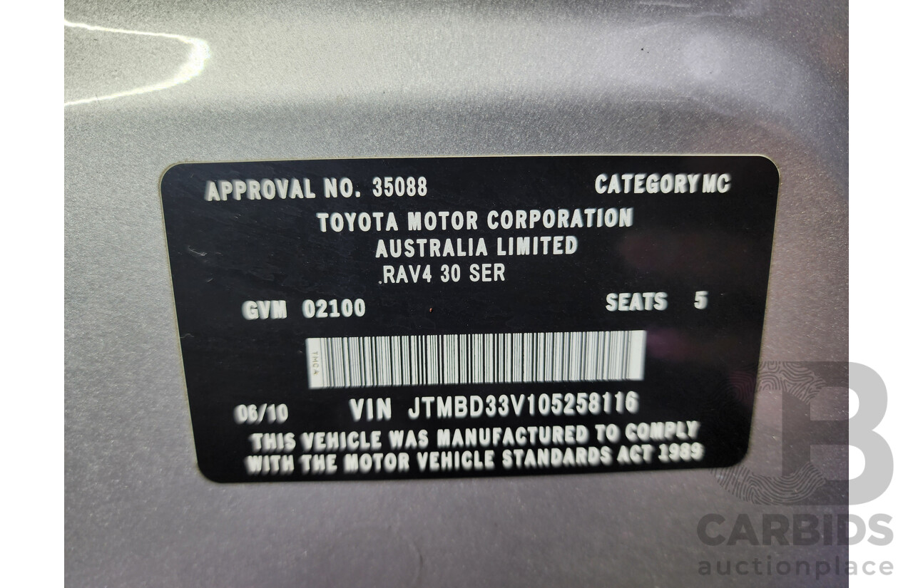 6/2010 Toyota Rav4 CV (4x4) ACA33R 08 UPGRADE 4d Wagon Silver 2.4L