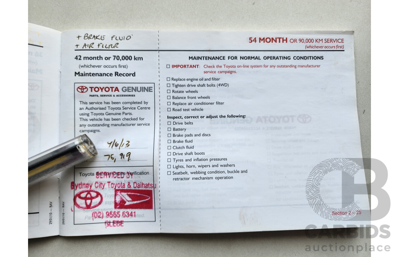 6/2010 Toyota Rav4 CV (4x4) ACA33R 08 UPGRADE 4d Wagon Silver 2.4L