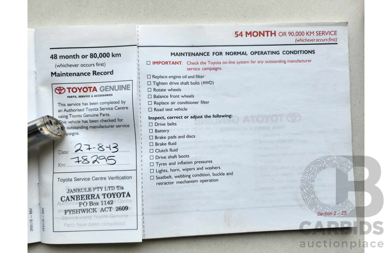 6/2010 Toyota Rav4 CV (4x4) ACA33R 08 UPGRADE 4d Wagon Silver 2.4L
