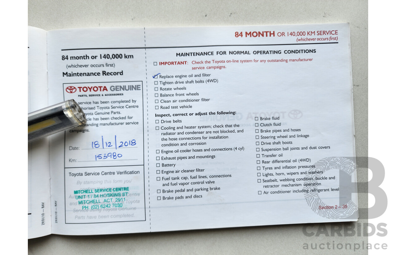 6/2010 Toyota Rav4 CV (4x4) ACA33R 08 UPGRADE 4d Wagon Silver 2.4L