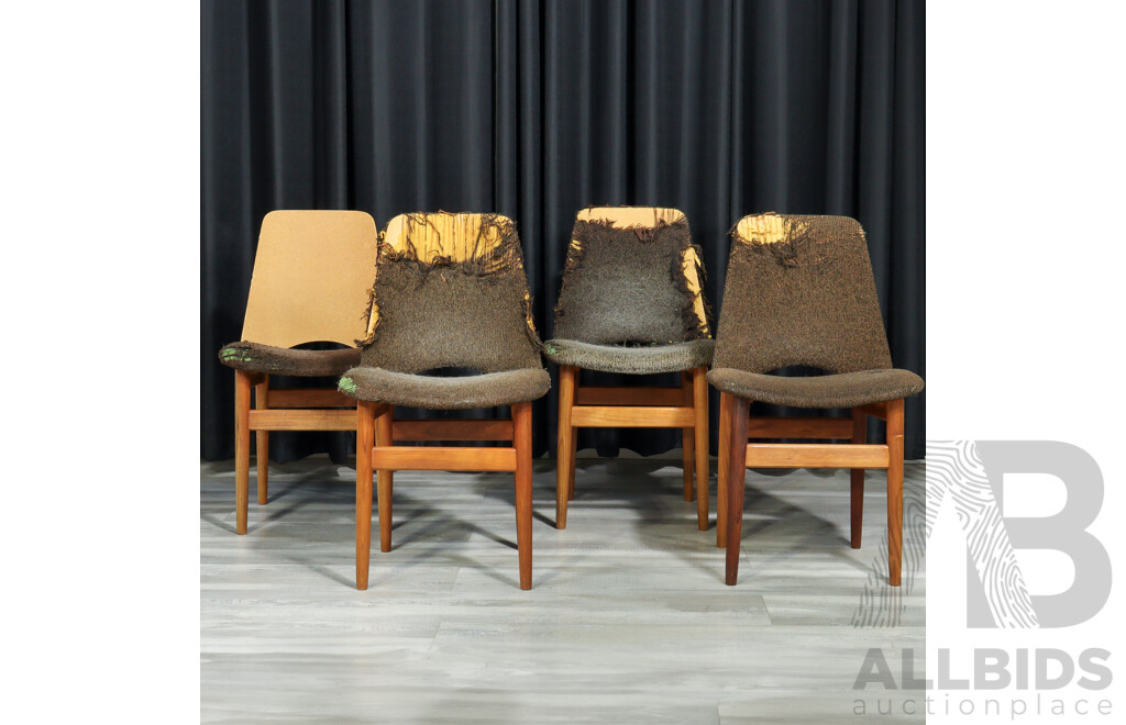 Set of Four Restorable Teak Framed Dining Chairs