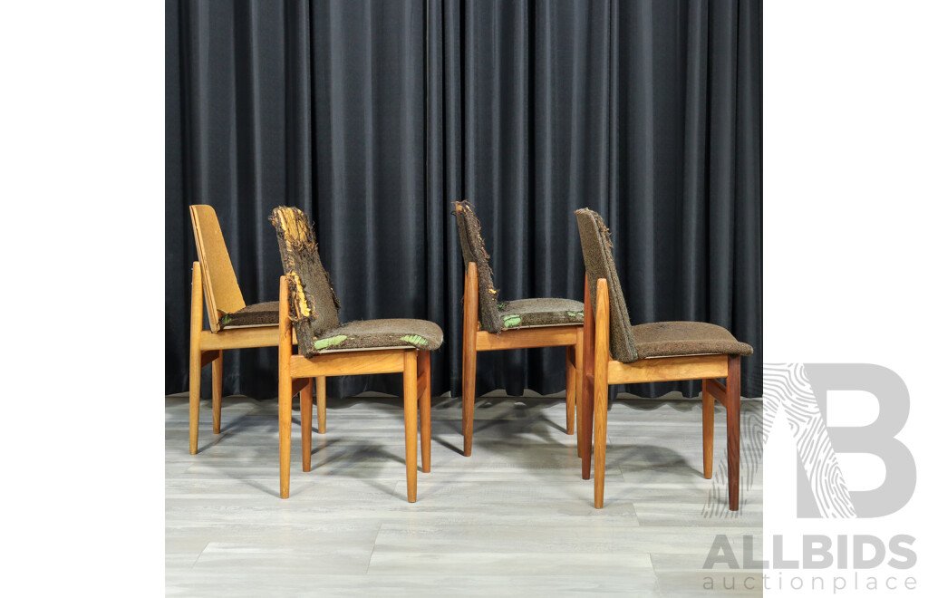Set of Four Restorable Teak Framed Dining Chairs