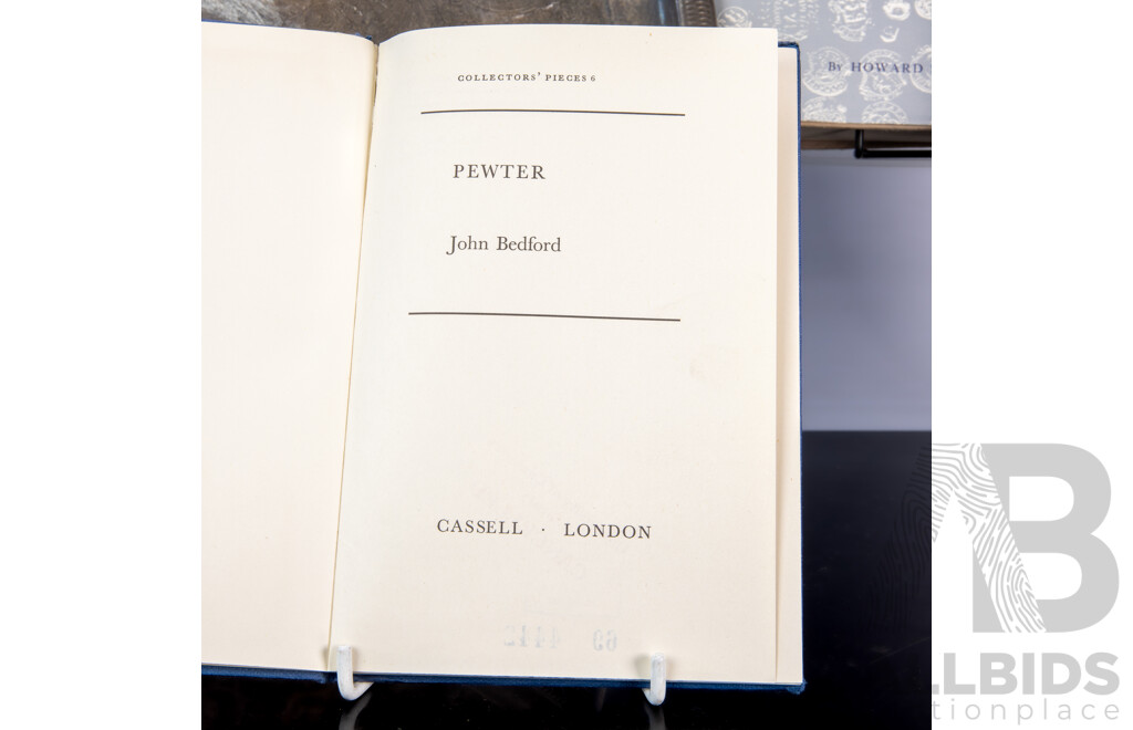 Antique Burford & Green Pewter Charger, Ten Pewter Plates by Samuel Ellis & Others, Set Four Antique Pewter Spoons, All Mid to Late 1700s, Also Three Books Regarding Pewter